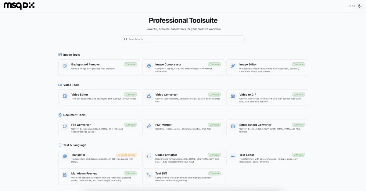 Client Toolsuite screenshot